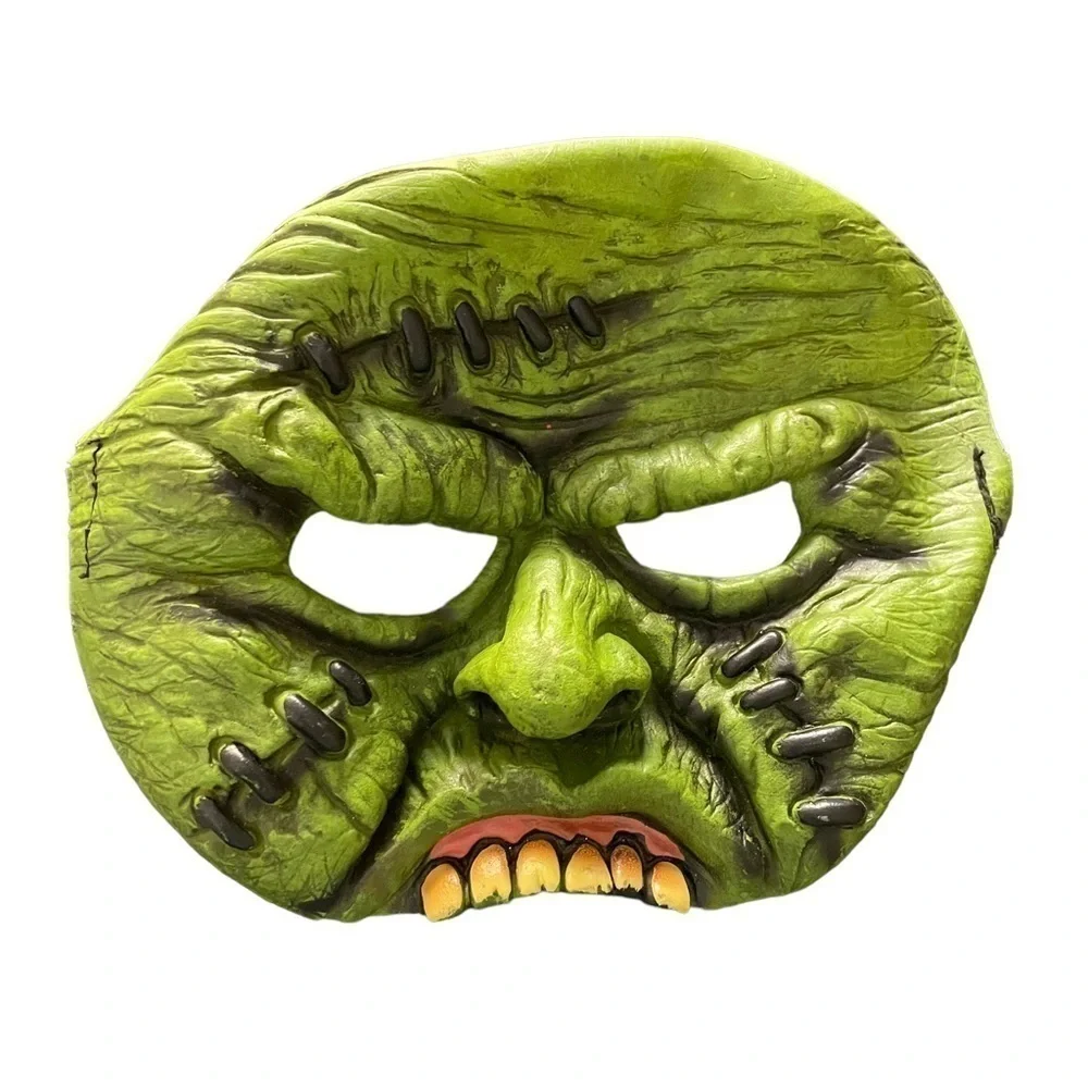 Frankenstein Halloween Monster Dimensional Rubber Face Mask Green Youth Kids